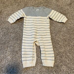 GAP Gray and Cream Striped knit sweater romper